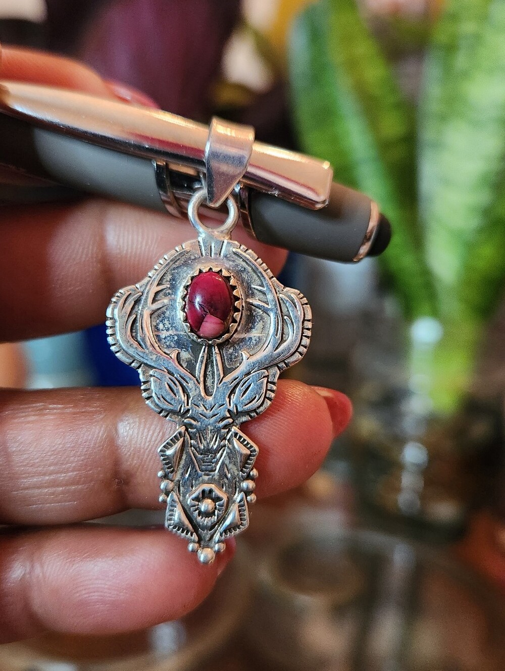 Sterling Silver Rose Dahlia Buck Pendant